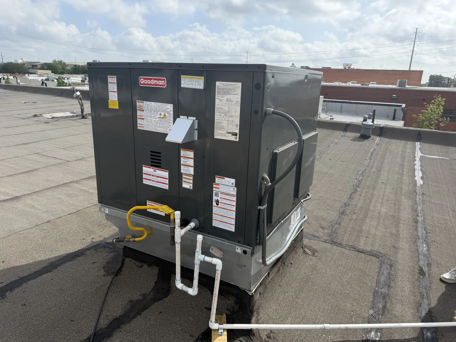 Packaged HVAC unit on a commercial rooftop